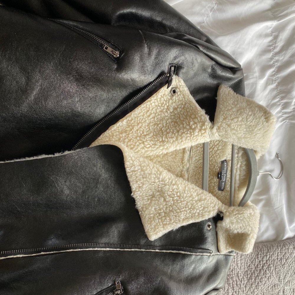 Central Park West Vegan Leather Jacket w/ Faux Shearling Sz S - Picture 4 of 5